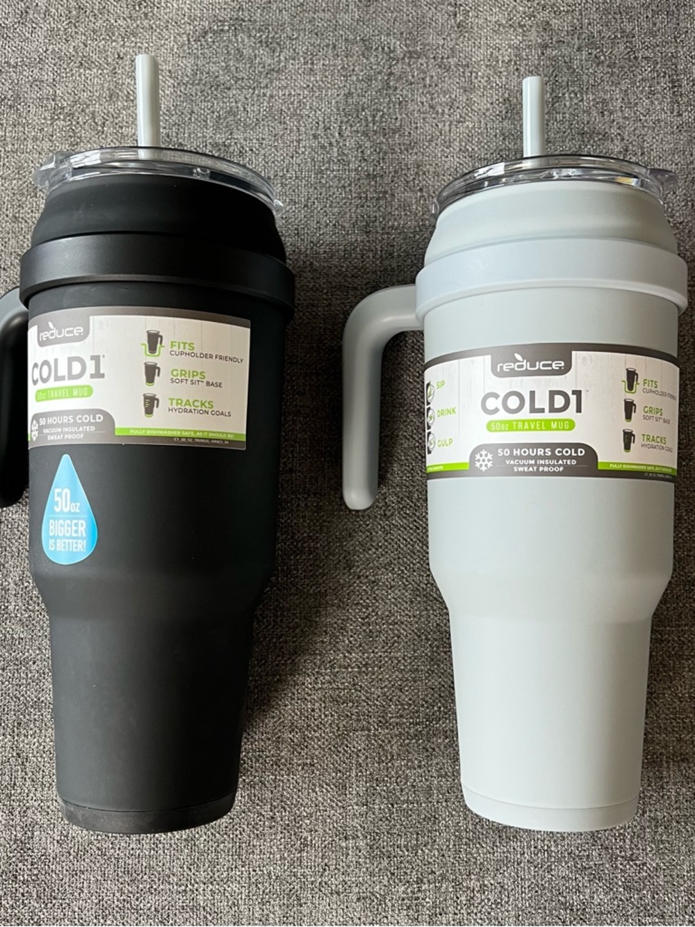 NWT Reduce Cold1 Soft Grip Tumbler With Handle & Straw 2 pack